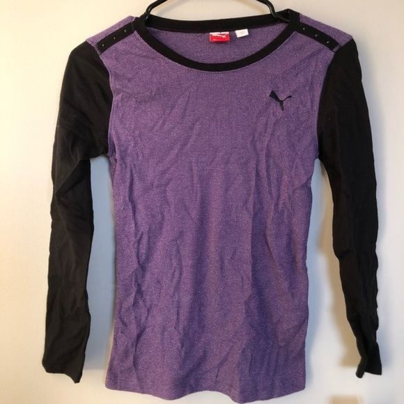 NWT PUMA Purple w/ Black Sleeves Top - Size Large - Picture 2 of 6